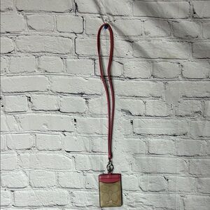 Coach Pink and Tan Card Holder/ID Lanyard F63274